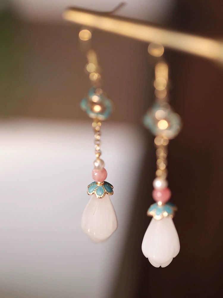 White Magnolia Earrings