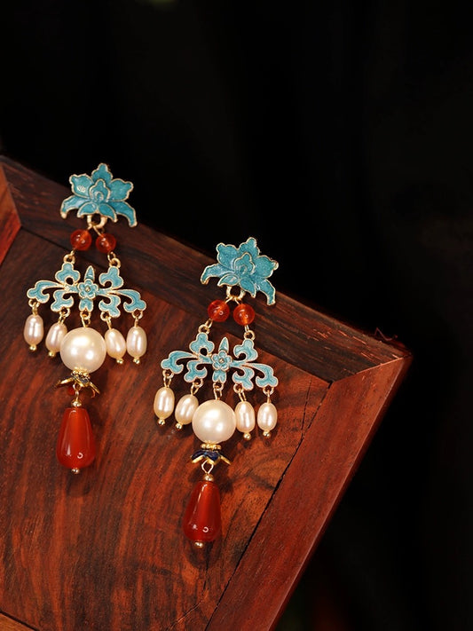 Pearl Enamel Earrings