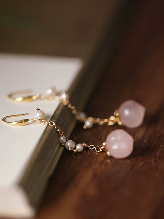 Pink Crystal Peach Earrings