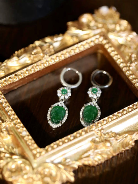 Silver Emerald Earrings